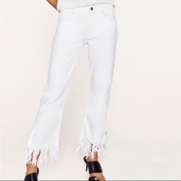 white jeans frayed